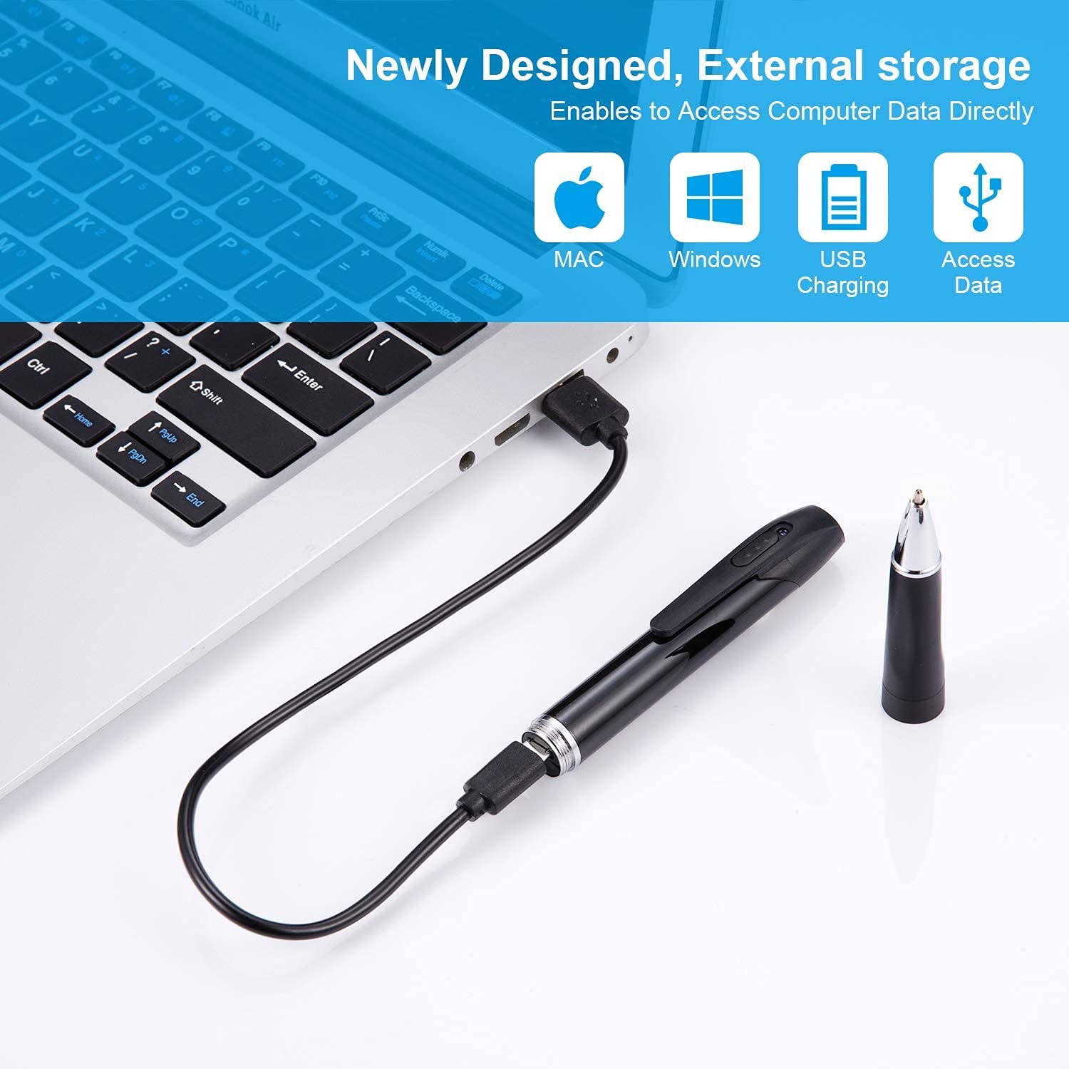 Caméra Espion Caméra Cachée Stylo 1080P Mini Caméra de Poche avec Go Caméra Stylo avec Enregistrement Vidéo Prise de Photo et 150 Mins d'Autonomie de la Batterie Rechargeable (A1-2)
