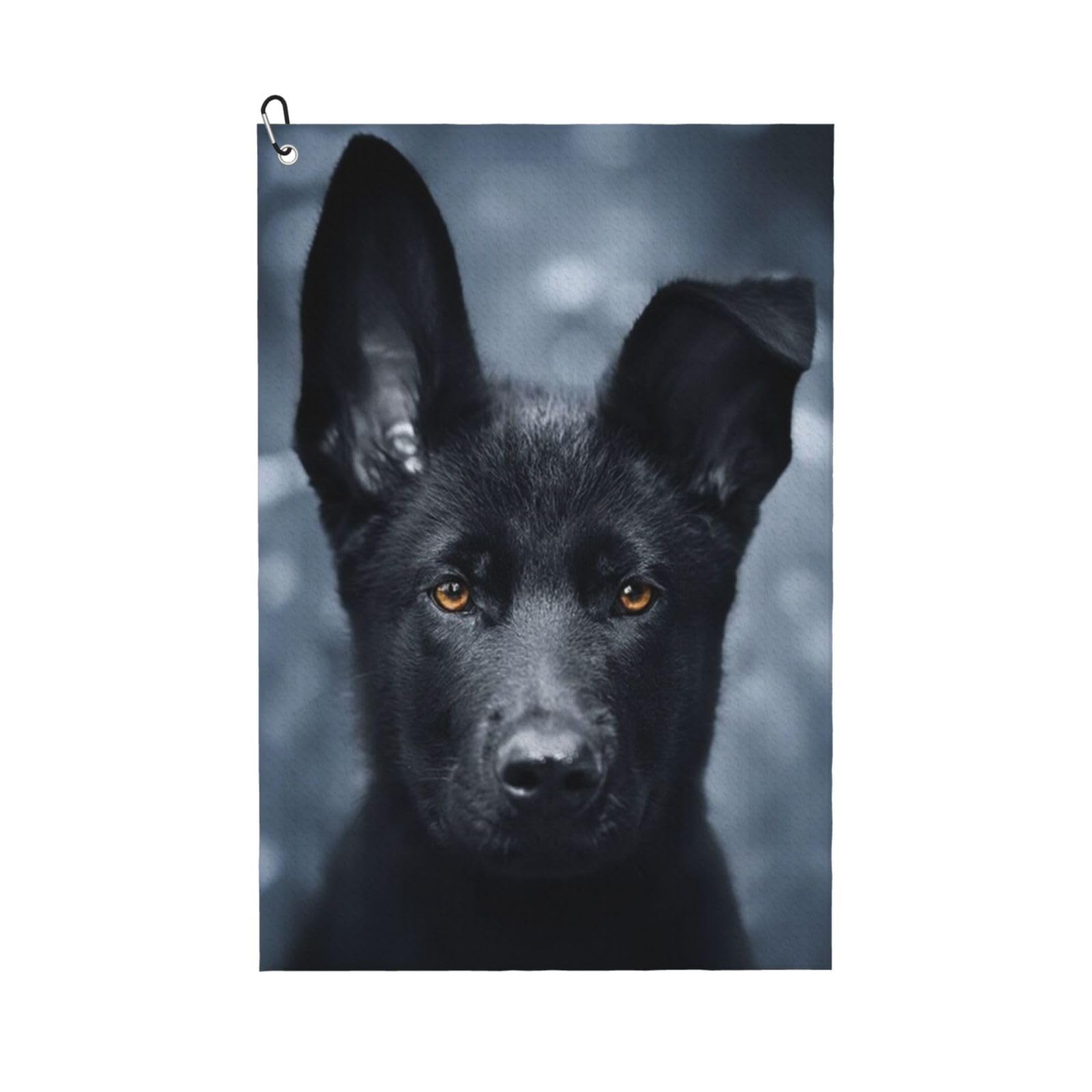 Hnnkloy Black German Shepherd Puppy German Shepherd, 16x24 in Portable Waffle Golf Towels with Carabiner Clip for Golf Bag