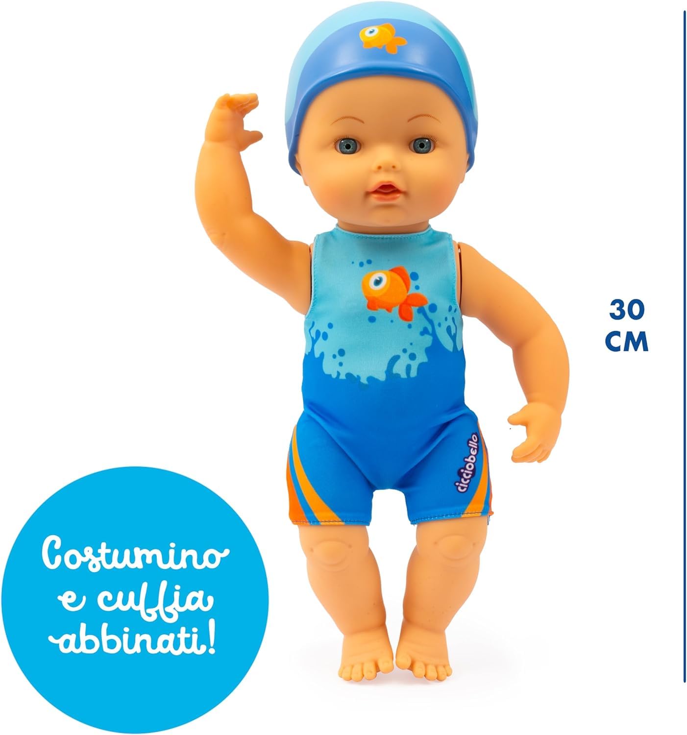 Cicciobello Swimming Nuota Davvero A Stile Libero E Indossa Un Costumino Colorato Con Cuffia Abbinata, Per Bambini A Partire Dai 2 Anni, Giochi Preziosi