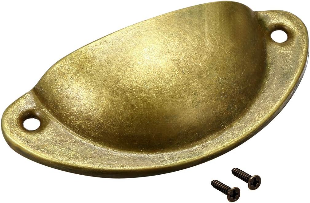 uxcell Cup Pulls, Carbon Steel Shell Pull Handles Bronze Tone for Dresser Kitchen Cabinet Drawer, 3.19" Length 1.38" Width,8 Pack