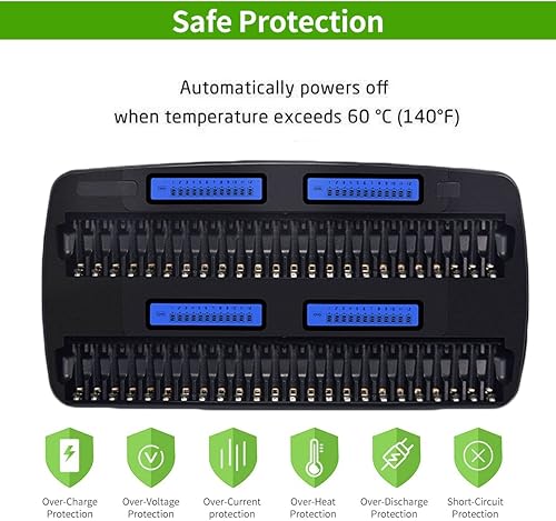 Miniatura 7 de Cargador de batería AA AAA grande de 48 bahías, pantalla LCD, cargador inteligente para 1.2 V Ni-MH Ni-CD doble A y triple A múltiples