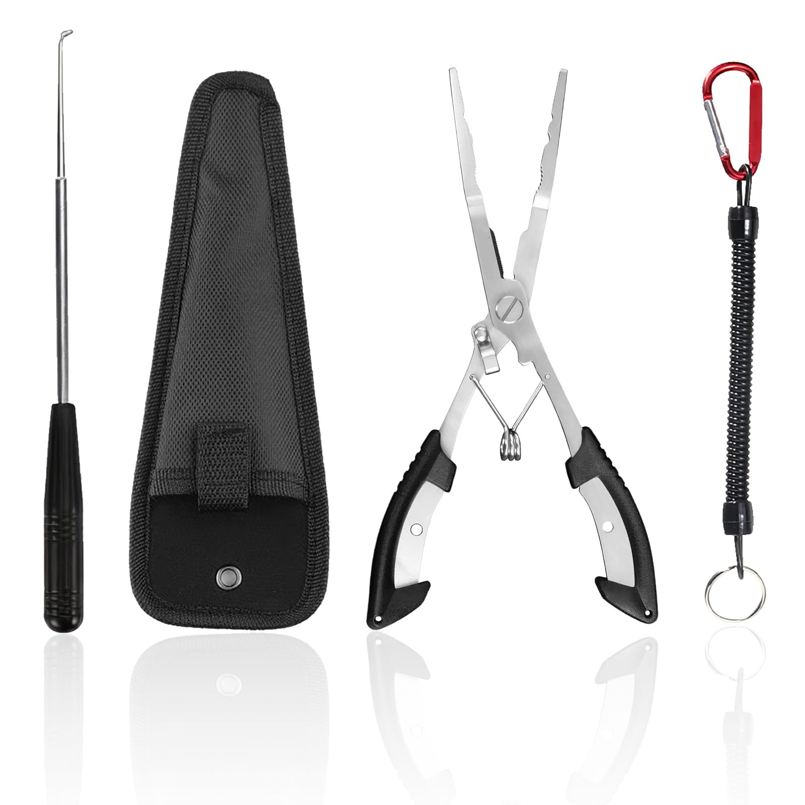 Foonary Set di accessori da pesca, pinza da pesca in acciaio inox 402, con allentatore magnetico profondo, corda per sospensione e borsa, multifunzione per pesca