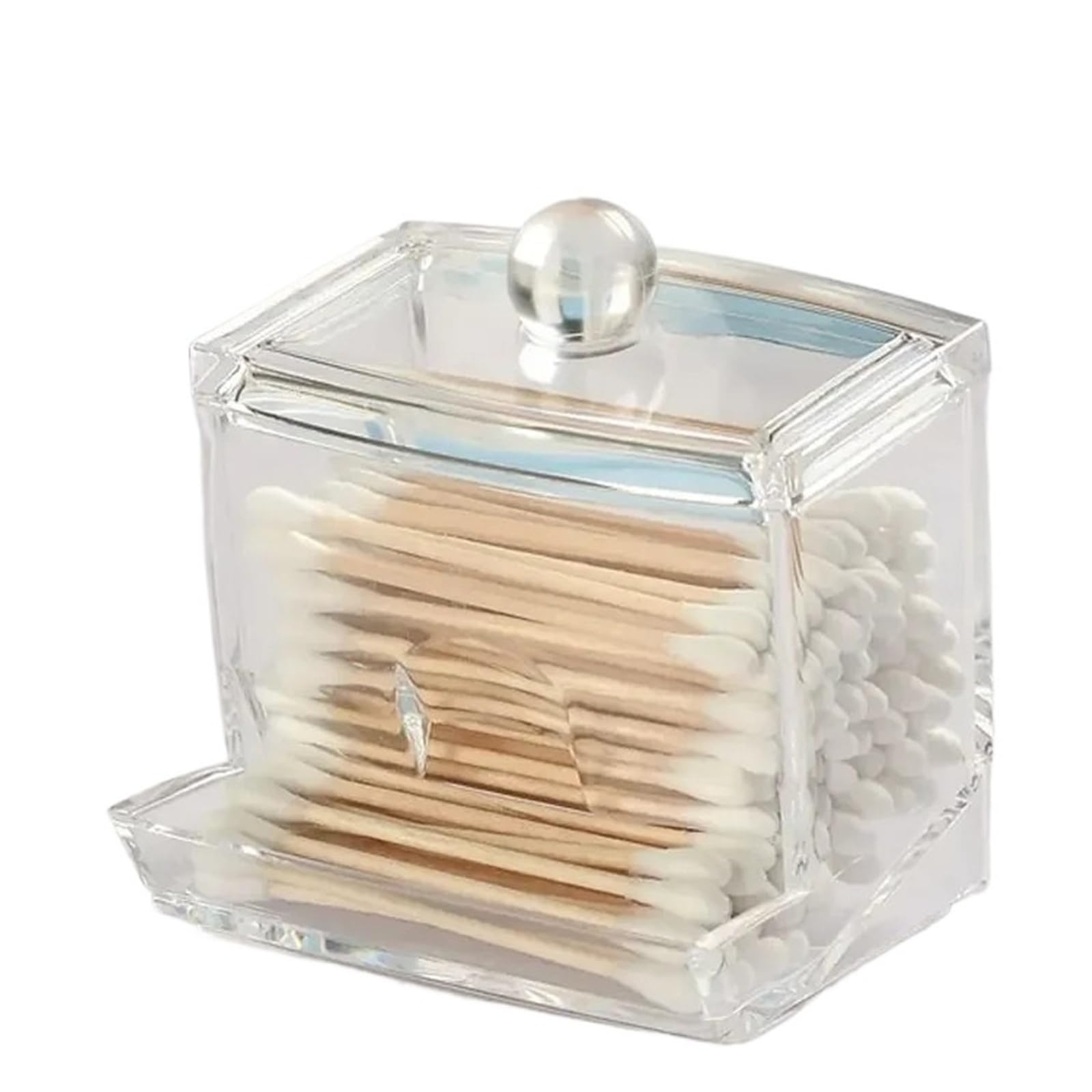 AHUFGN Cotton Pad Holder Mall Cotton Swab Dispenser, Plastic Ear Stick Swabs Holder, Square Toothpick Storage Container, Bathroom Countertop Decorative