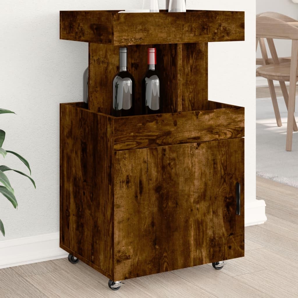Carrello da bar in rovere affumicato, 50 x 41 x 89 cm, in