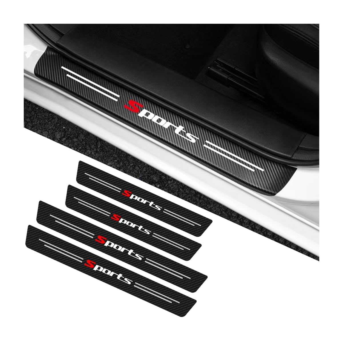 ONEMAJI 4 Car Sill Protectors Strips for Mercedes Benz GLE W166 GLE 300d 320 400 350d 450 4MATIC 2015-2019, Carbon Fiber Automobile Threshold Sill Scuff Covers Reducing Scuff Decorative Accessories