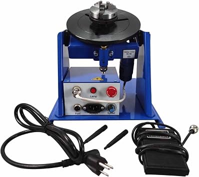 Rotary Welding Positioner Turntable with 2.56 Inch 3-Jaw Lathe Chuck 15W Portable 10kg Capacity Small Welding Positioner 2-16r/min 110V