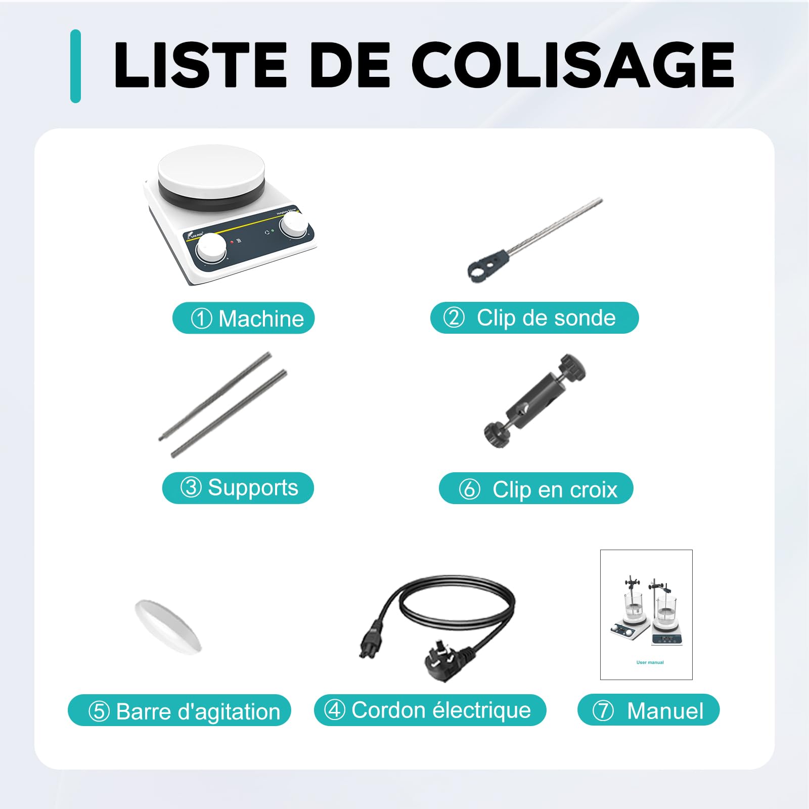 LAB FISH Agitateur Magnétique De Laboratoire Plaque Chauffante 260℃/ 500℉ 5 Pouces Capacité 3L Bouton De Contrôle 200-1500rpm & Barre D'Agitation(Non Numérique)
