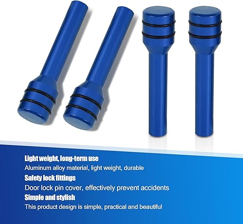 Miniatura 5 de Tesnaao Paquete de 4 pomos para cerradura de puerta de automóvil, 1.93 x 0.47 pulgadas, aleación antiarañazos, decoración de pasadores de bloqueo de
