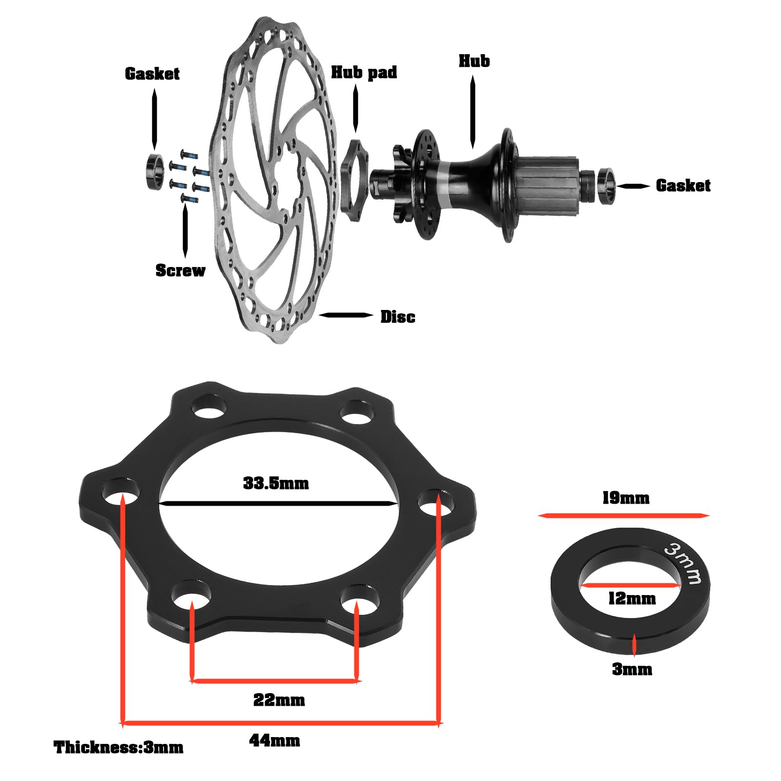 Homoyoyo Lot de 6 adaptateurs de disque de frein à disque pour vélo à 6 boulons