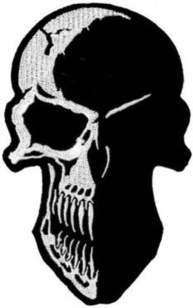 Skull Silhouette Embroidered Patch 12 x 7.5cm (4 1/2 X 3)