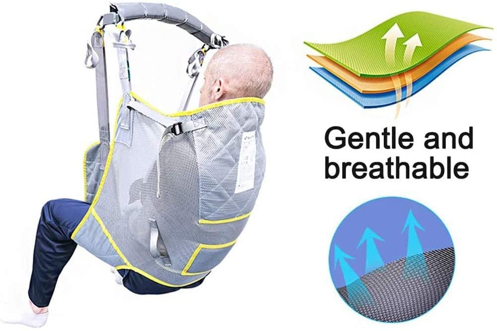Ayuda al paciente acolchado con soporte para la cabeza, arnés de elevación de pacientes universal con abertura para el inodoro, capacidad de 230kg, arnés de malla de cuerpo completo para elevad