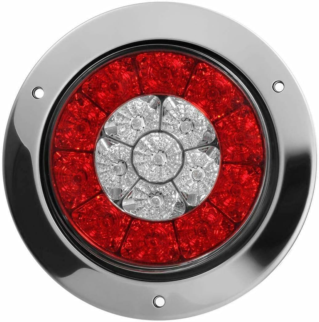 Riloer Round LED Brake Light Light Fit Car Truck, 4x4 Amber Red Round LED Tail Lights, 4-Pack Indicator Brake Signal Lamp
