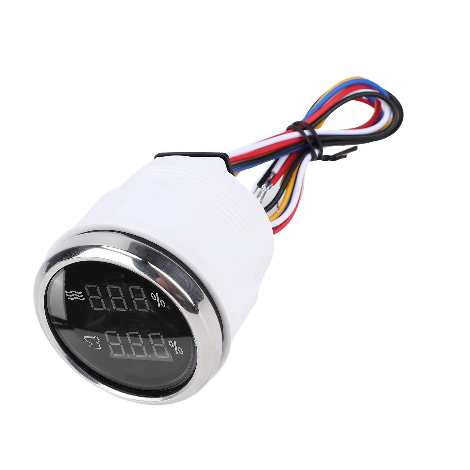 Yctze Misuratore Digitale del Livello Dell'acqua delle Acque Reflue 2 in 1 da 52 Mm Misuratore Compatto del Serbatoio Dell'acqua a Doppia Funzione per Veicoli Marini (Quadrante nero Lunetta