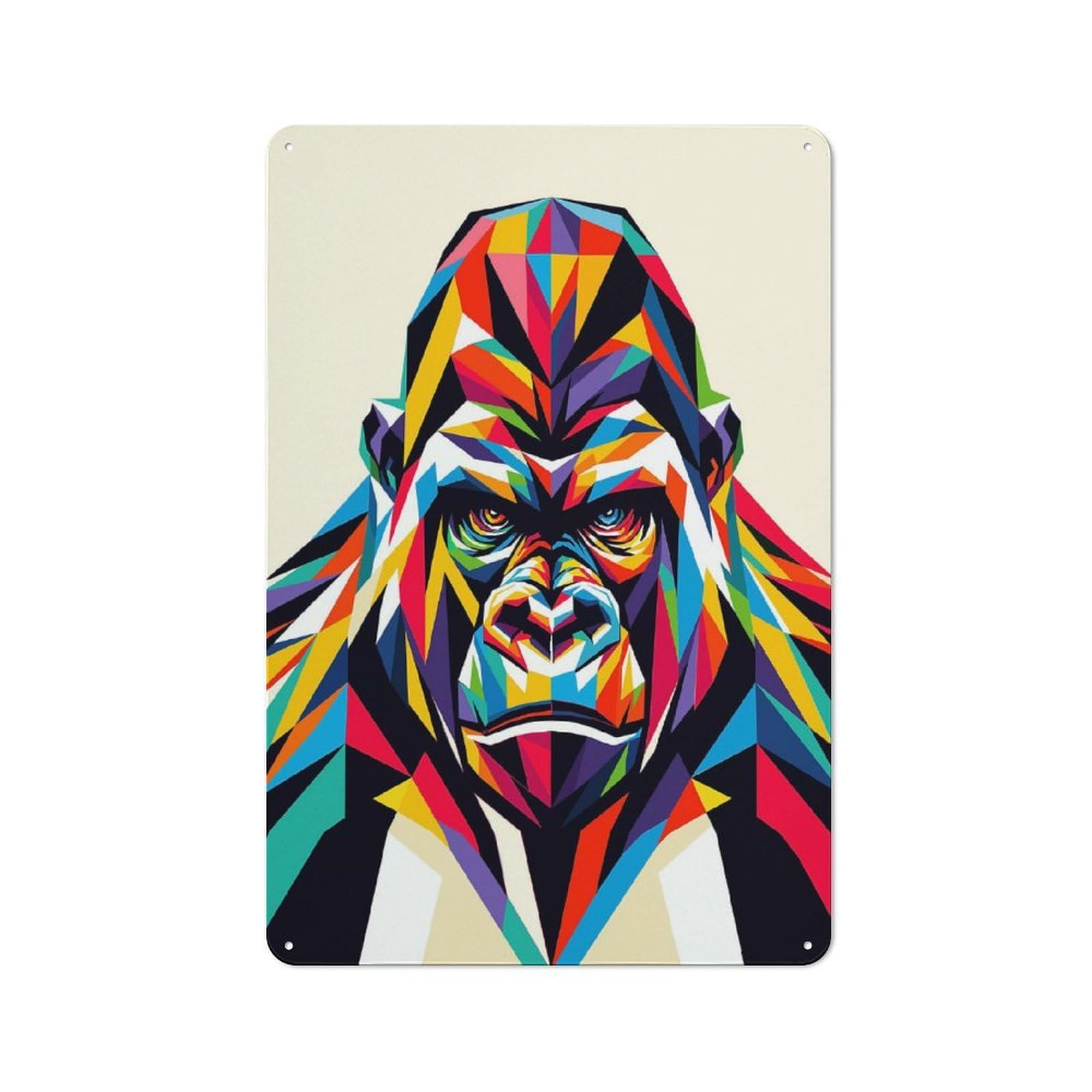 Junmoney Gorilla Wpap Pop Art Rustic Tin Wall Plaque 30X20cm For Garage Or Workshop, For Garage Decor Fans, For Retro Home Interiors