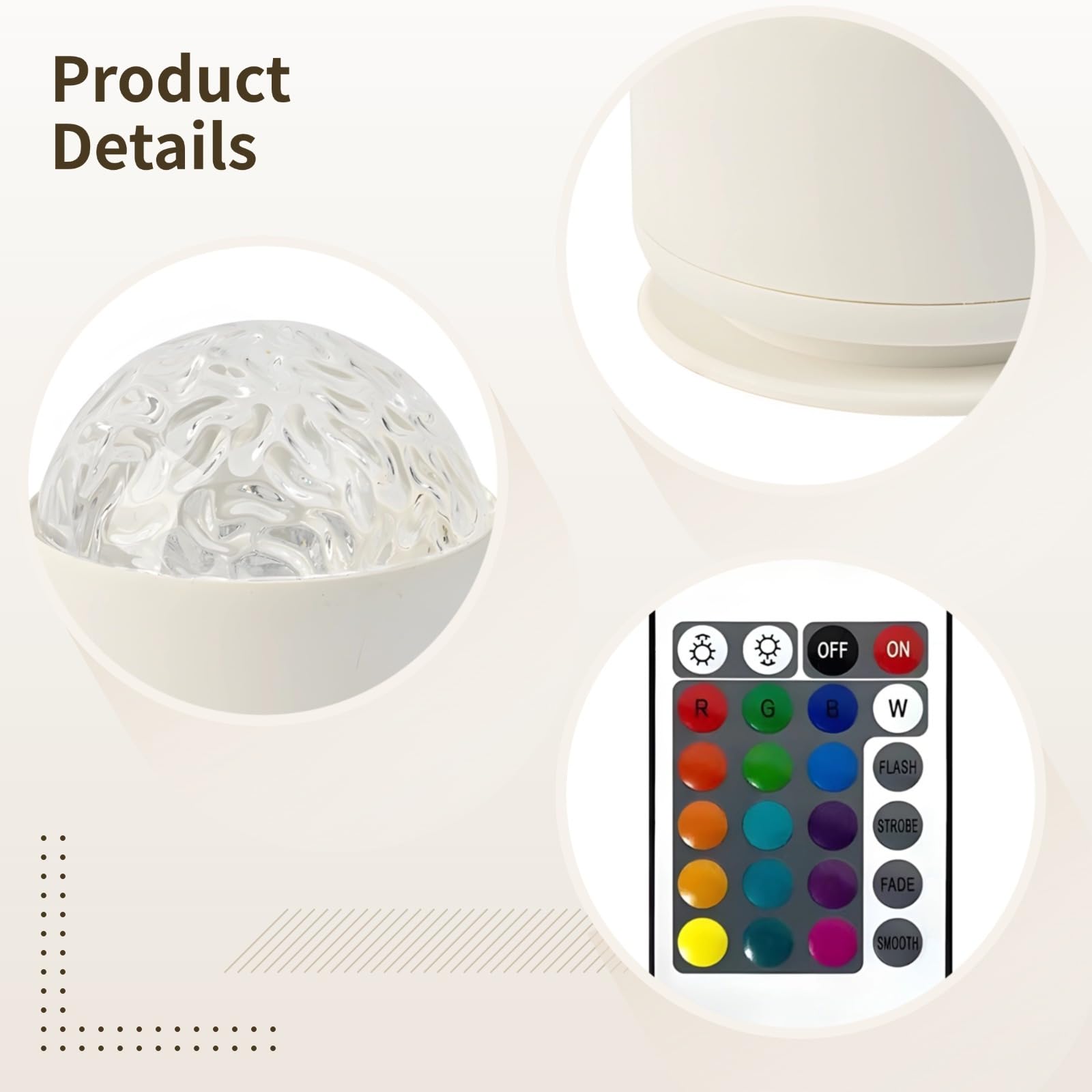 Rotating Ocean Wave Projector, Bedroom Mood Light, Dynamic Water Lamp with Remote, Adjustable Brightness, Plastic Shell