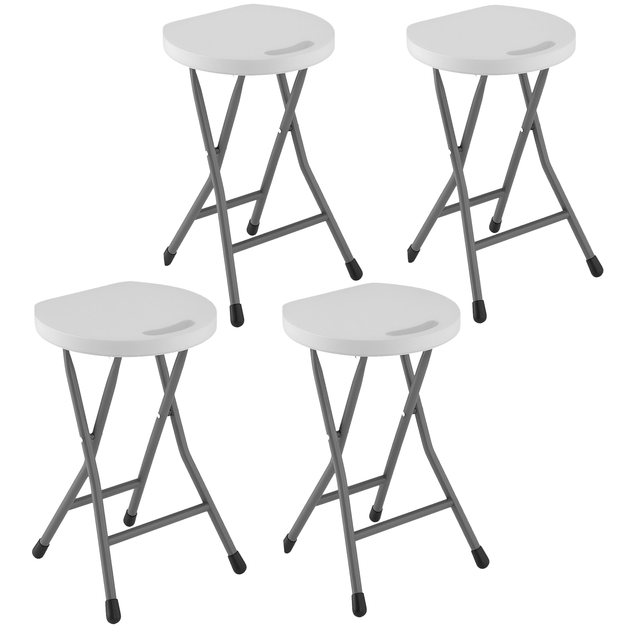 Outsunny Folding Stool Set Of 4, Decorative Garden Stool Set, White
