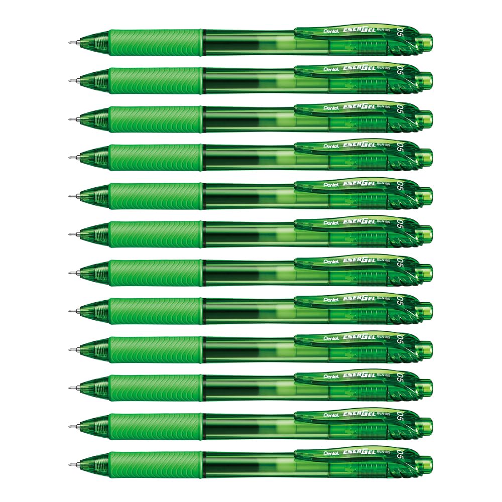 Energel X Retractable Gel Roller Pen Bln 105 (Lime Green) Pack of 12