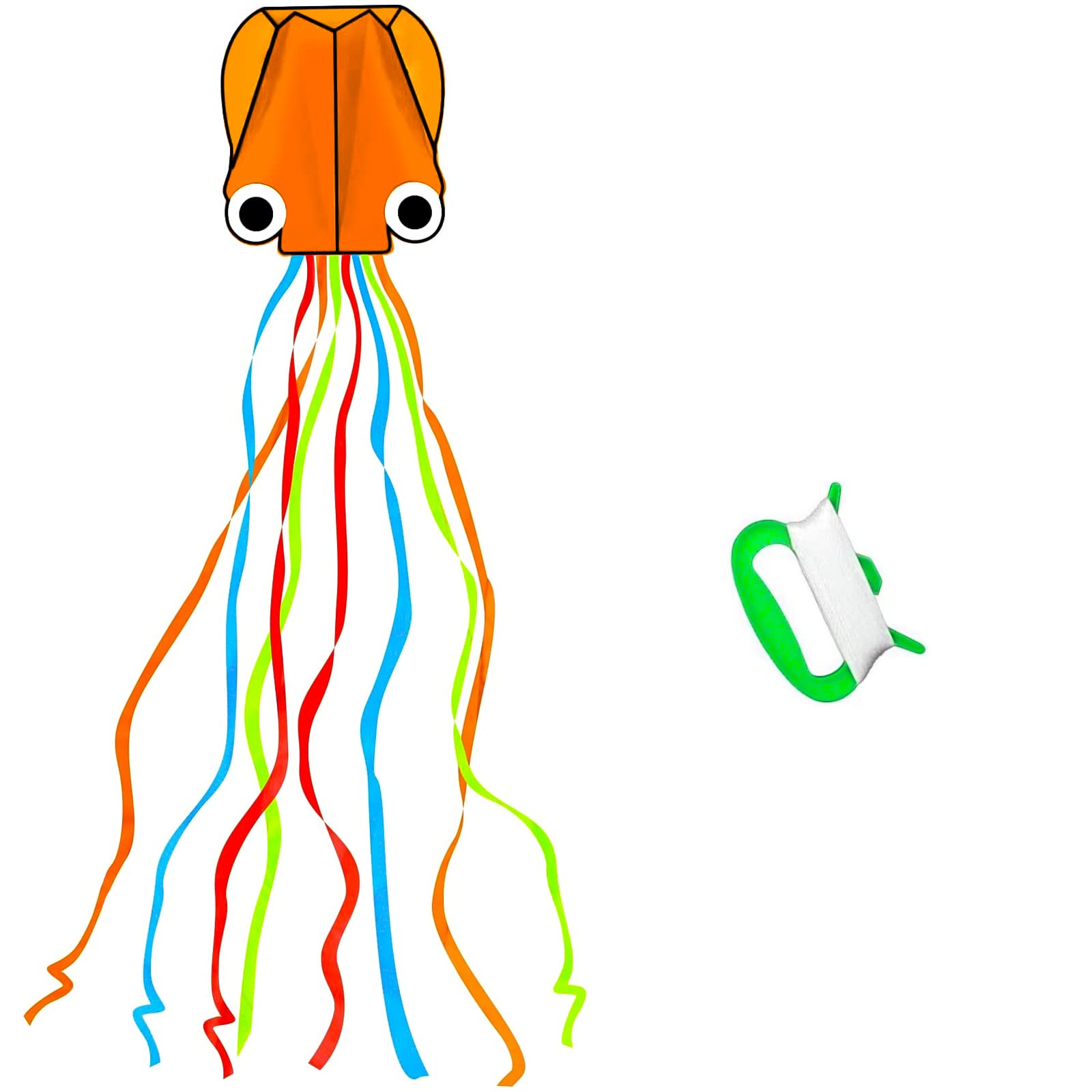 Large Octopus Kites-1 Pcs Rainbow Mollusc Flying Octopus Kite for Kids and Adults,kites for adults Beach and Summer Outdoor Toy with 100 meters Flying Line and Spool, Nylon Kite for Beginners(Green)