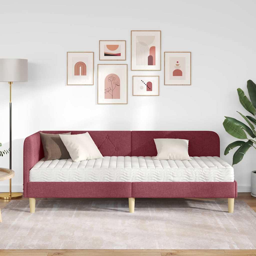 Rama łóżka narożnego czerwonego wina 80 x 200 cm tkanina