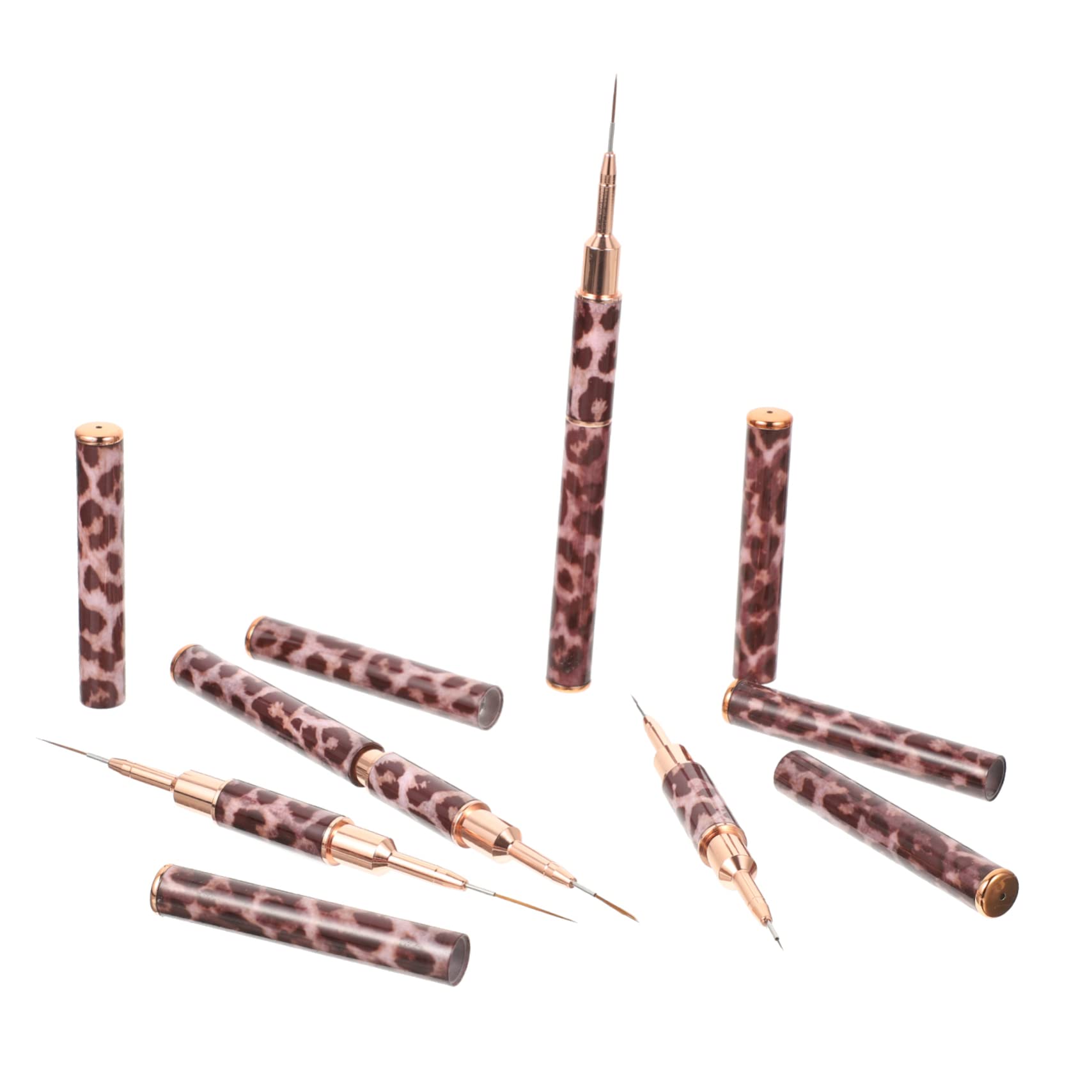 Mikinona 4pcs Nail Art Brush Set Dual-ended Nail Painting Pens for Manicure Fine Detail Tool with Copper Parts Home Salon for Diy