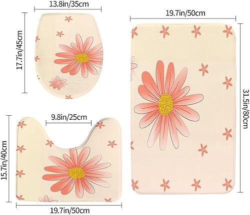 Miniatura 9 de Soft and Comfortable Flannel Bathroom Non Slip Rugs,Super Absorbent Anti-Skid Carpet 3 PiecesSet Lotus Flowers Waiting to Bloom
