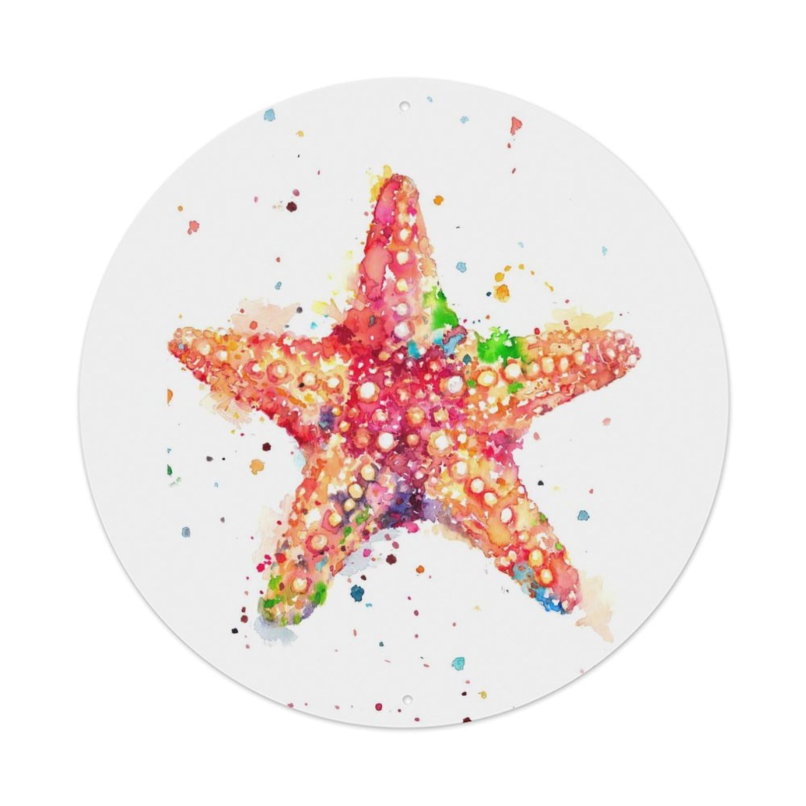 Cute Starfish Watercolor Ocean Marine Wildlife Metal Tin Sign