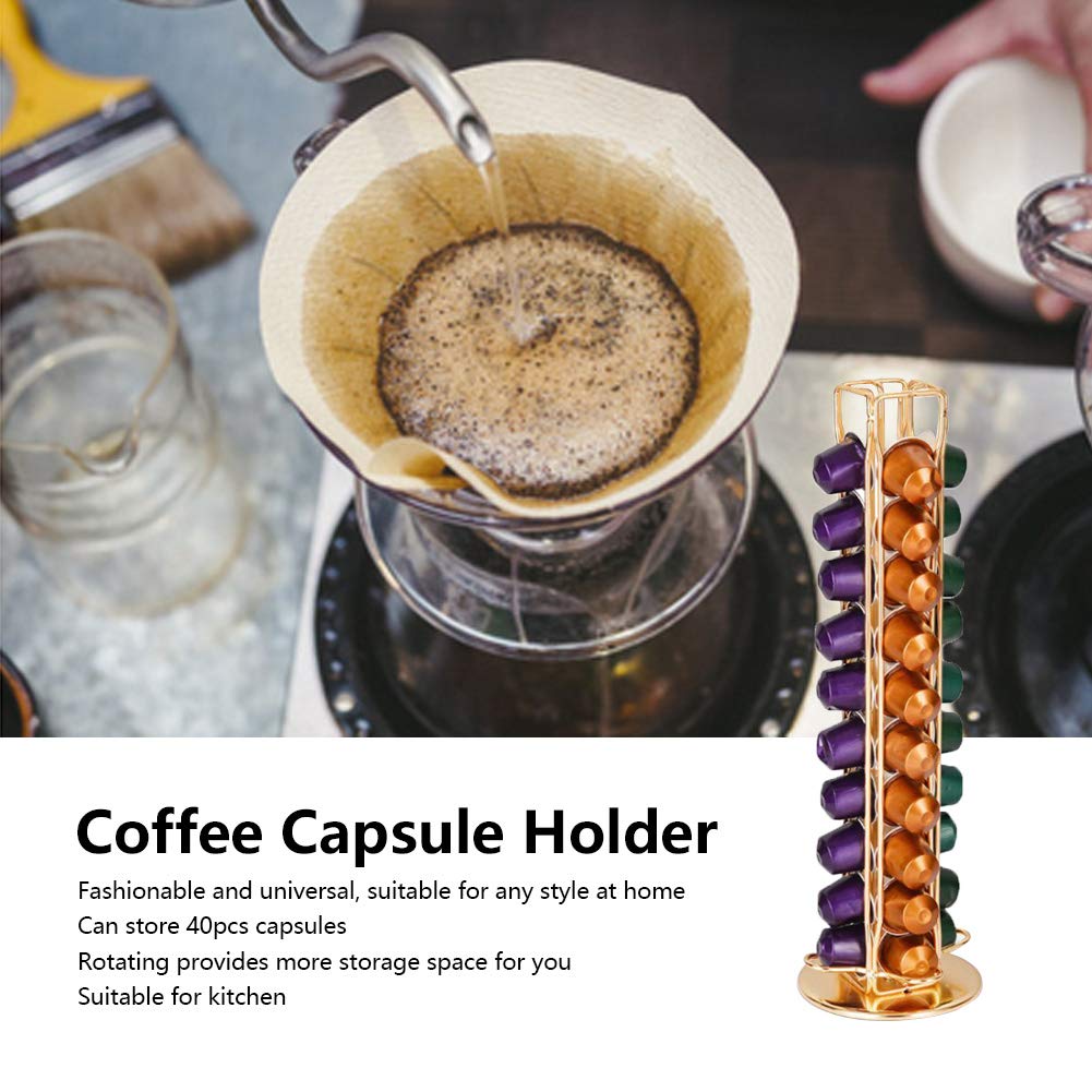 Portacapsule Caffè Girevole - Elegante In Ferro Oro, Per 40 Capsule, Salvaspazio - Foto 6