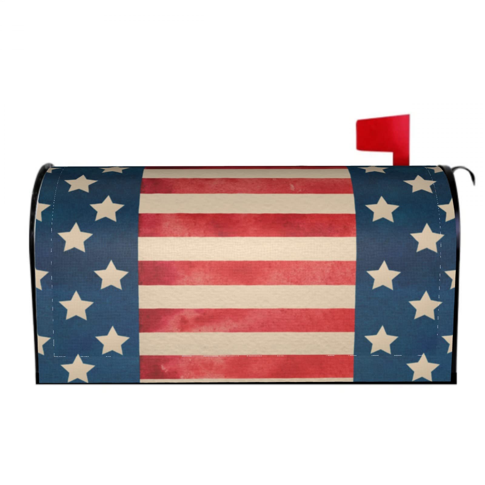 Patriotic Mailbox Cover Magnetic Standard Size 21" X 18" Memorial Day Vintage American Flag Star Stripe Holiday Decorative Mailbox Covers Mailbox Wraps Post Letter Box Cover Garden Outdoor Decor