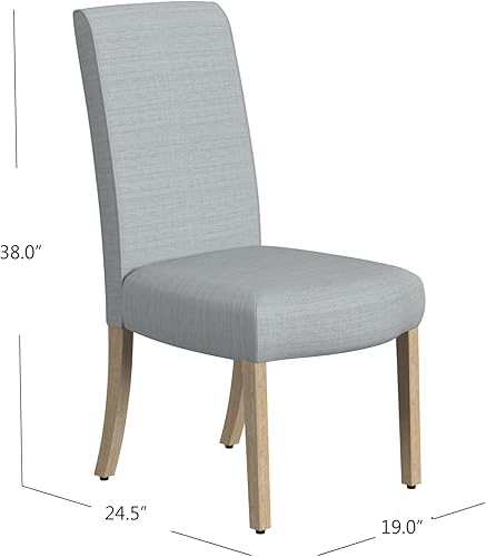 Miniatura 3 de Homepop Silla de comedor con detalles festoneados, sillas de comedor Parsons tapizadas, muebles decorativos para el hogar, tejido gris claro (juego
