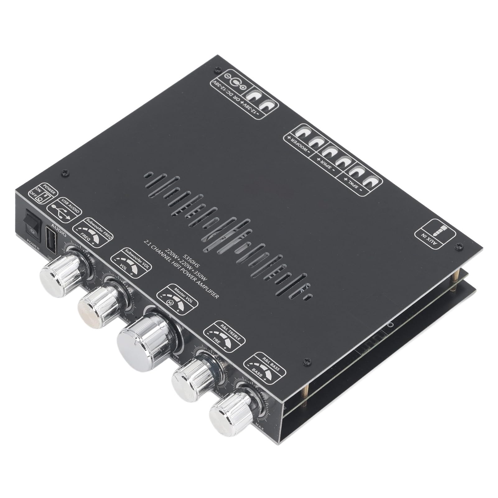 BT 5.1 Amplificatore Scheda stereo 2.1 Canale 350W 220W x 2 Modulo amplificatore audio Bluetooth ad alta potenza con controllo dei bassi di ingresso USB Aux per il audio audio