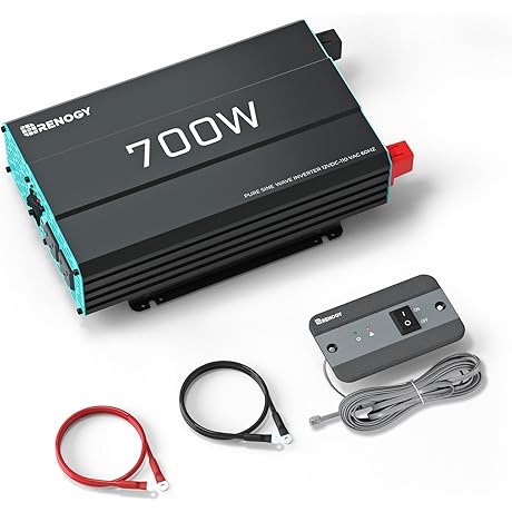 Renogy 700W Pure Sine Wave Inverter with Built-in Solar Power