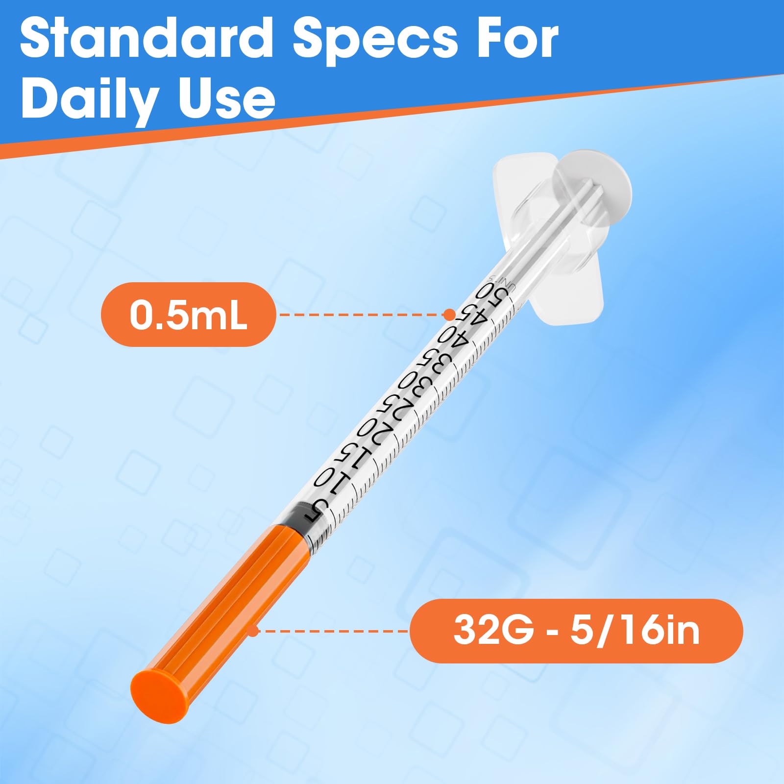 (U-100)-1/2ML 32 Ga Syringes 5/16 Inch (8mm) 0.5ml/cc, Pack of 100 — Amazon image 4