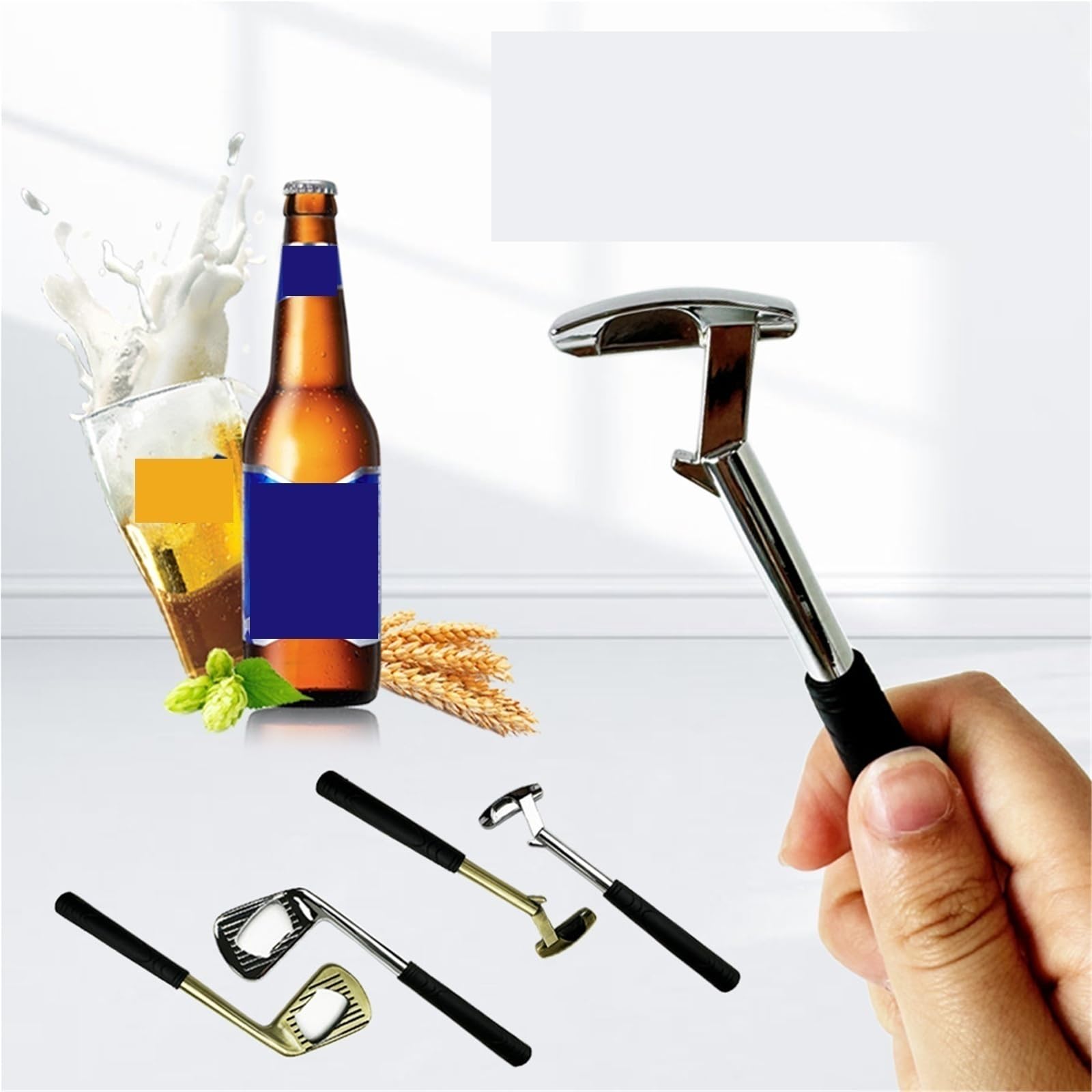 Flaschenöffner Für Küche Bierflaschenöffner aus Metall in Golfeisenform for Familienfeiern und Partys Bar Camping(Bronze+Silver)