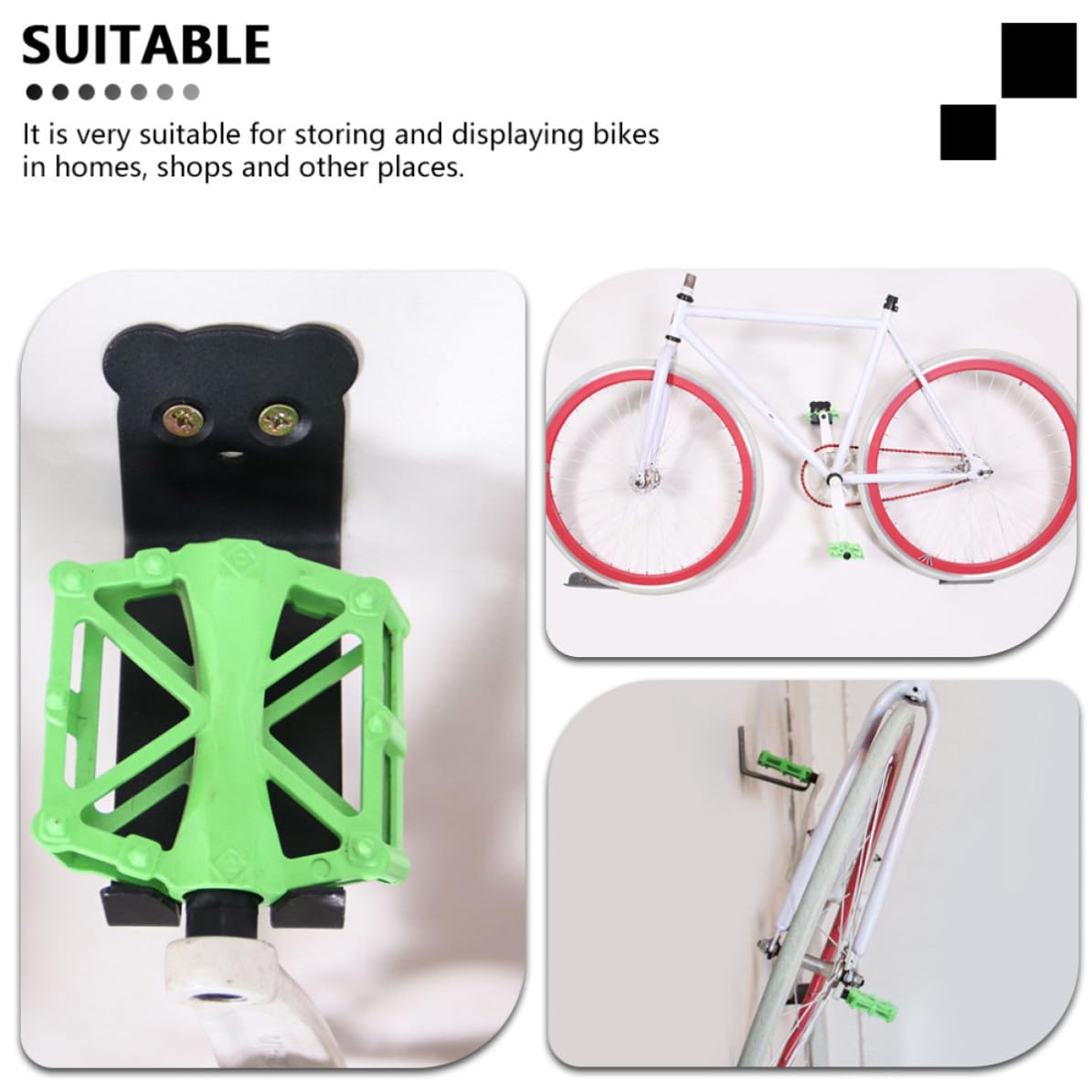 Soporte de Pared para Bicicletas de Metal 2 Juegos para Colgar y Organizar Bicicletas en Hogares o Tiendas Práctico y Antideslizante