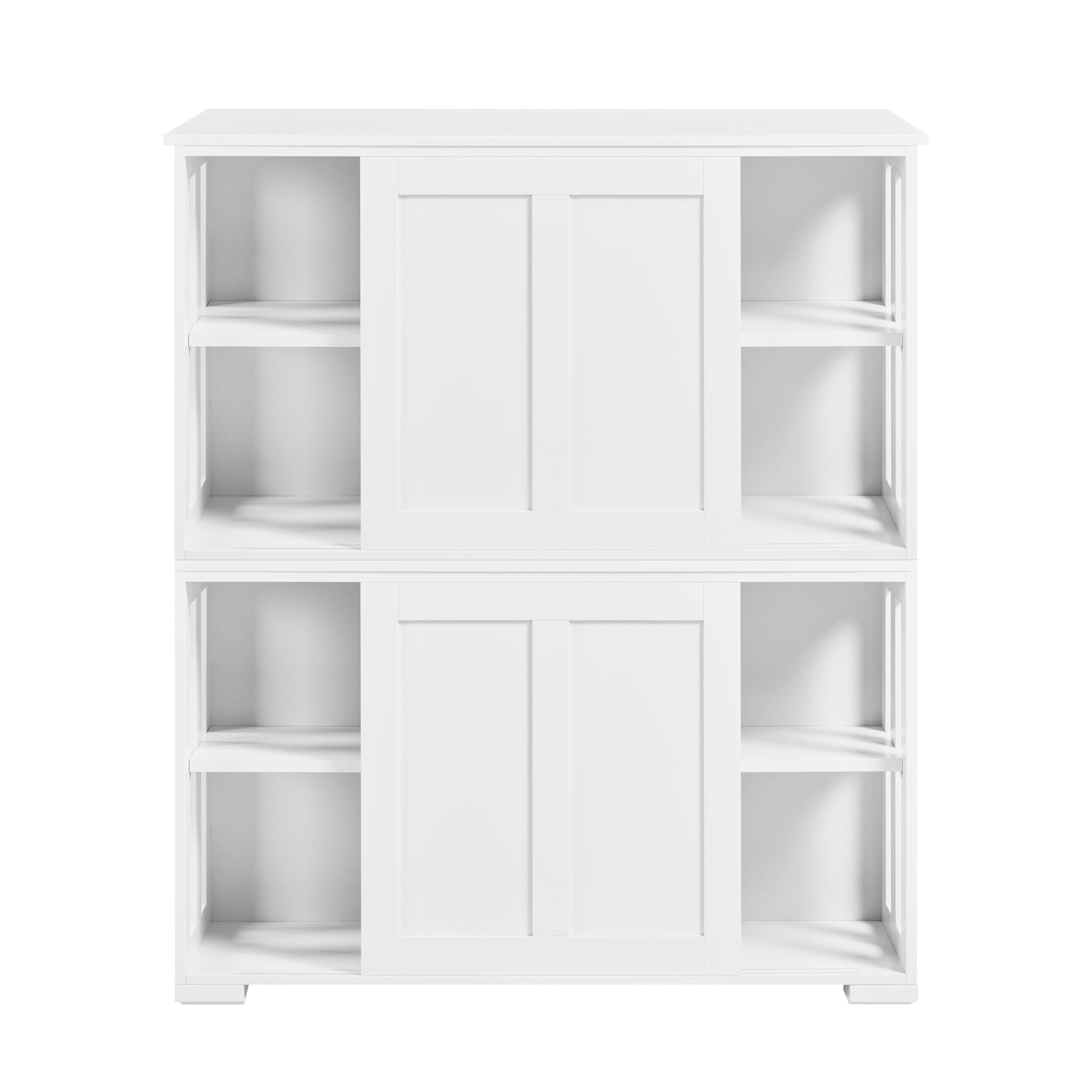 Yaheetech Aparador Armario de Cocina Aparador para Salon con Puerta Corredera Vitrinas de Estrecho para Salón Sala de Estar 107 x 33 x 63.5 cm Blanco
