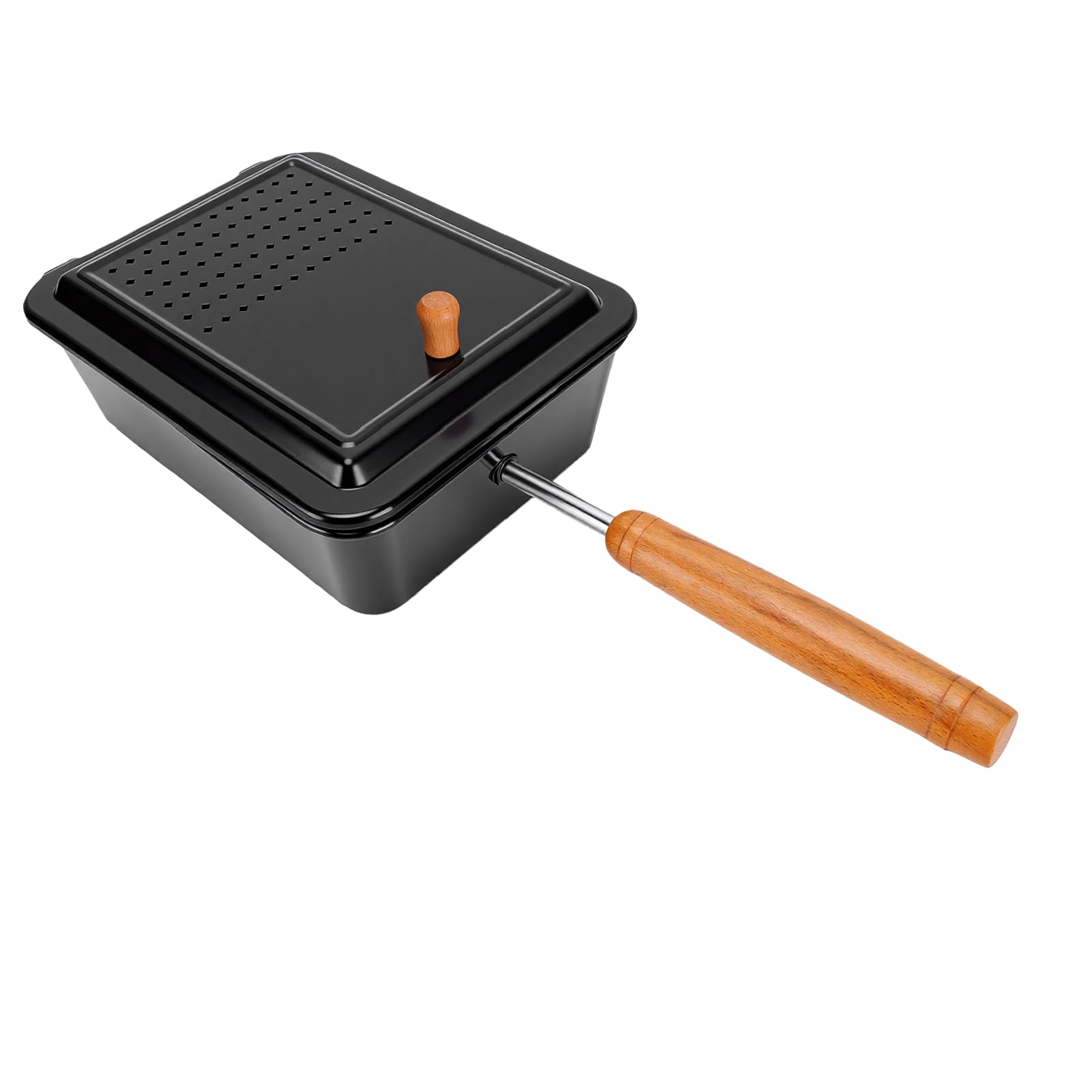 CHICIRIS Bandeja para Parrilla de Palomitas de Maíz, Máquina para Hacer Palomitas de Maíz con Estufa de Hierro de Primera Calidad con Revestimiento Antiadherente y de Madera de 42 Cm,
