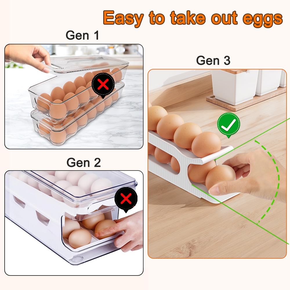 Eierhouder Opslag, 2 Laags Ruimtebesparende Automatische Rollende Eierdispenser Containertray Voor Koelkastorganisatie, Keuken - 1 Stuk, Egg Holder