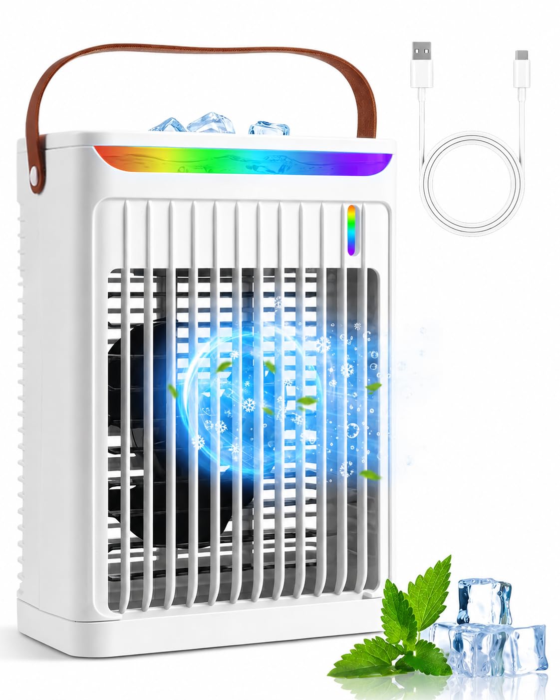 Molxss Air Cooler Fan, 4-In-1 Portable Air Cooler Fan Air Conditioner With 5 Fan Speeds & 2 Mist Modes, With 2/4h/6h Timer, Portable Air Conditioner Outdoor Indoor