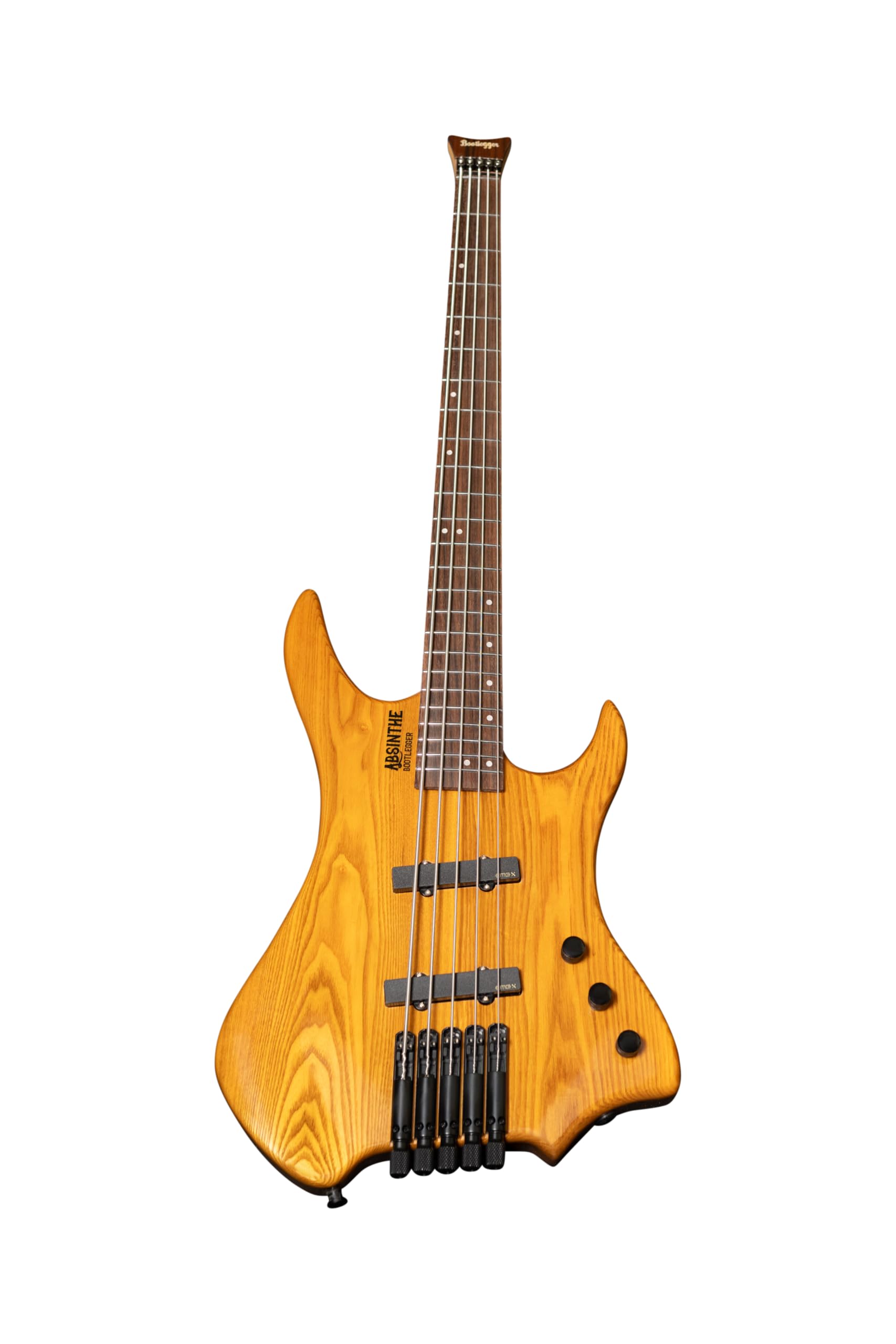 Bootlegger Absinthe 5 String EMG Active Jazz Pickups Honey Gloss Finish Headless Bass for Beginners and Pro Players, Monorail Bridge System