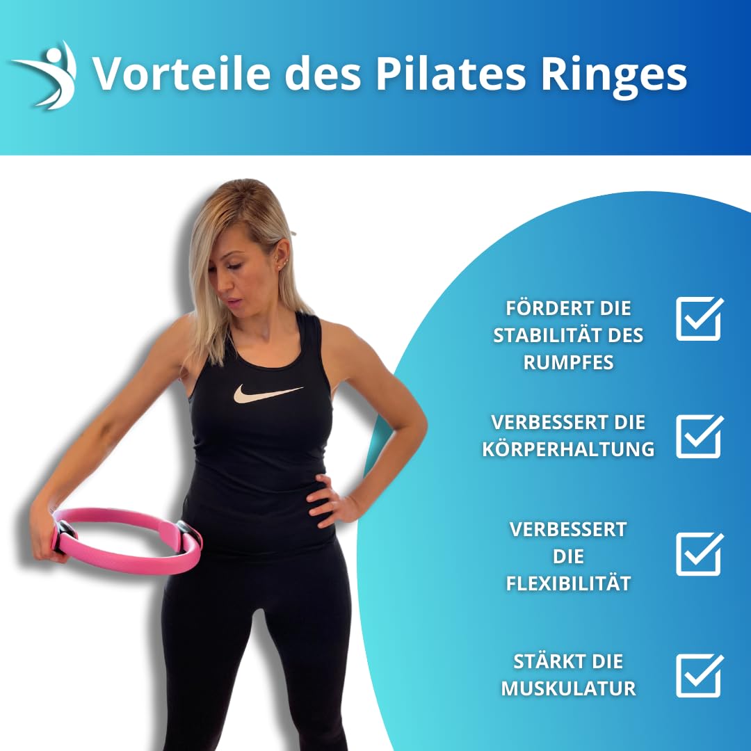 Winch Pilates Ring PRO | Premium-Qualität mit Weicher-Polsterung, Anti-Rutsch-Griff | Widerstandsring für Ganzkörpertraining, Yoga und Physiotherapie | Fitnessgerät für Heimtraining und Studio-Workout