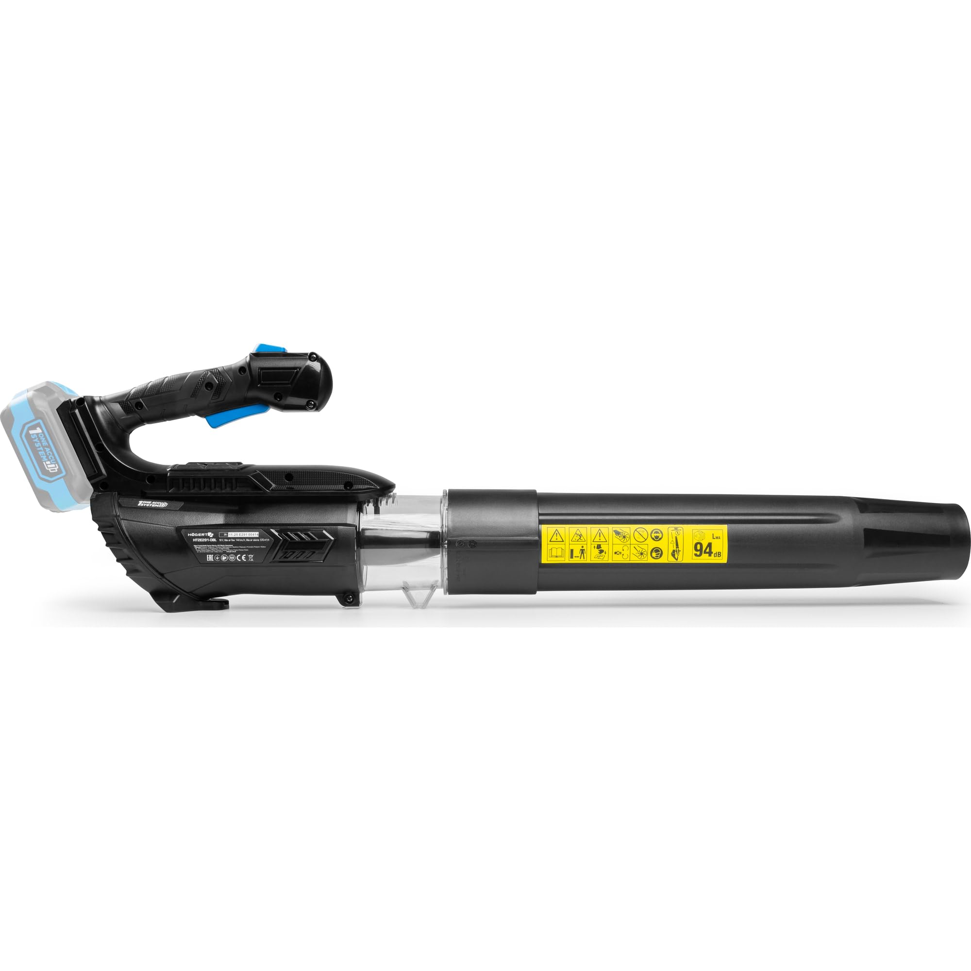 HÖGERT TECHNIK Soplador de Hojas a Batería 18V OneAccuSystem, soplador de jardín inalámbrico, Velocidad de Aire 144 km/h, caudal 570 m³/h, para jardín, terraza y Entrada, sin batería
