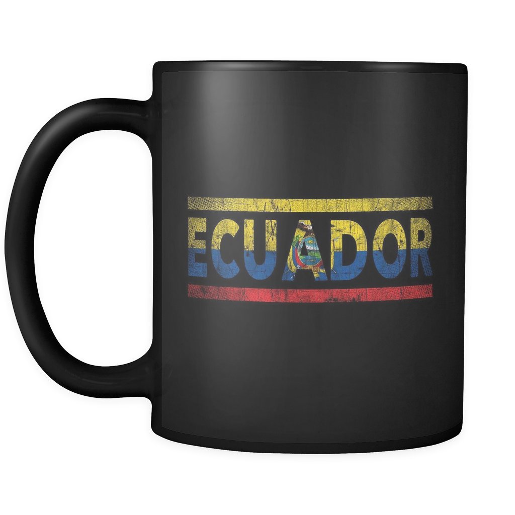Robust Creative Retro Vintage Flag Ecuadorian Ecuador 11oz Black Coffee Mug ~ Both Sides Printed