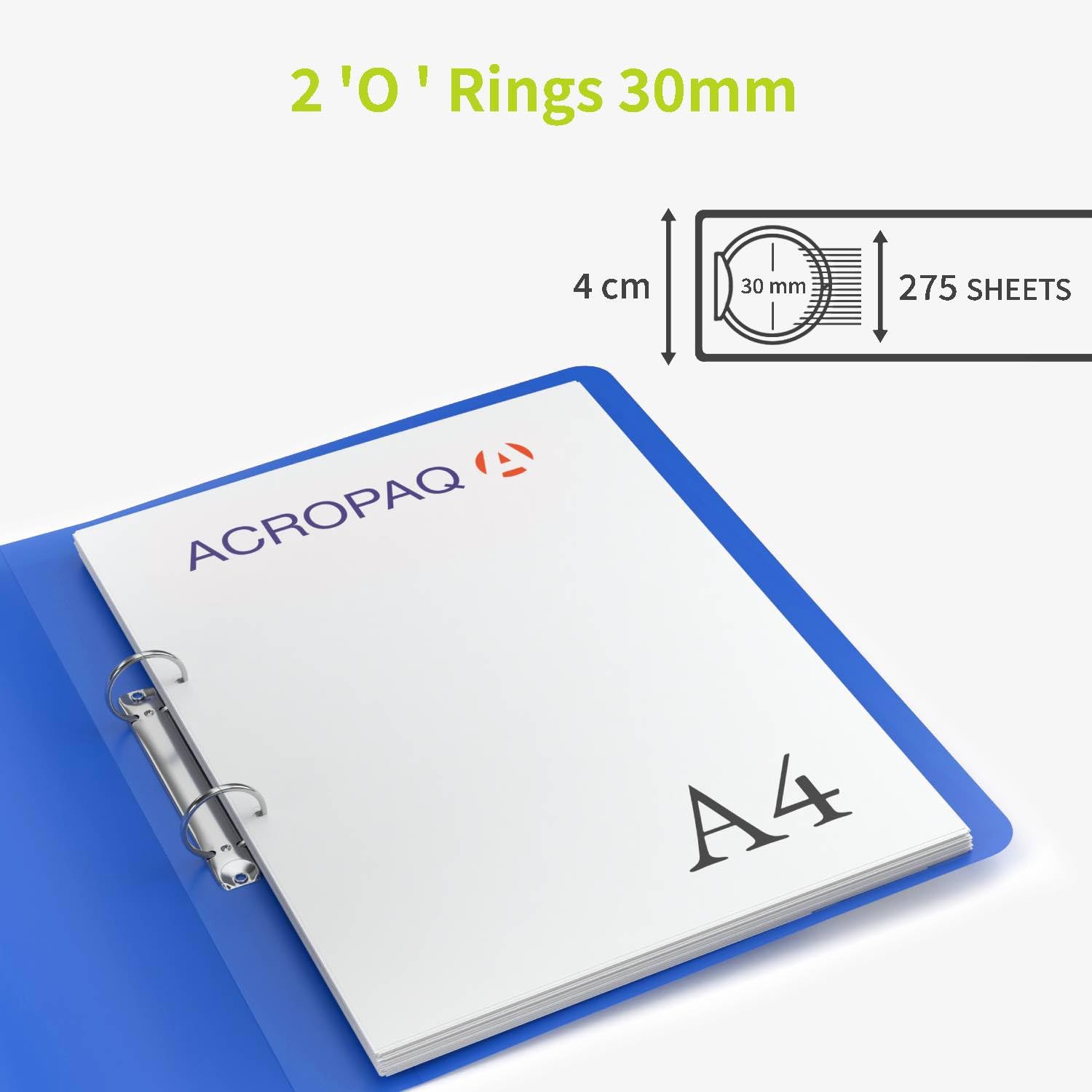 ACROPAQ - 10 x Ring Binder A4 - with 2 Rings 30mm, Upto 100 Pages, Spine Width 3.5cm, Rainbow, 'Nature' Color Collection - Plastic Folders, Folders for Paperwork A4 - Image 3