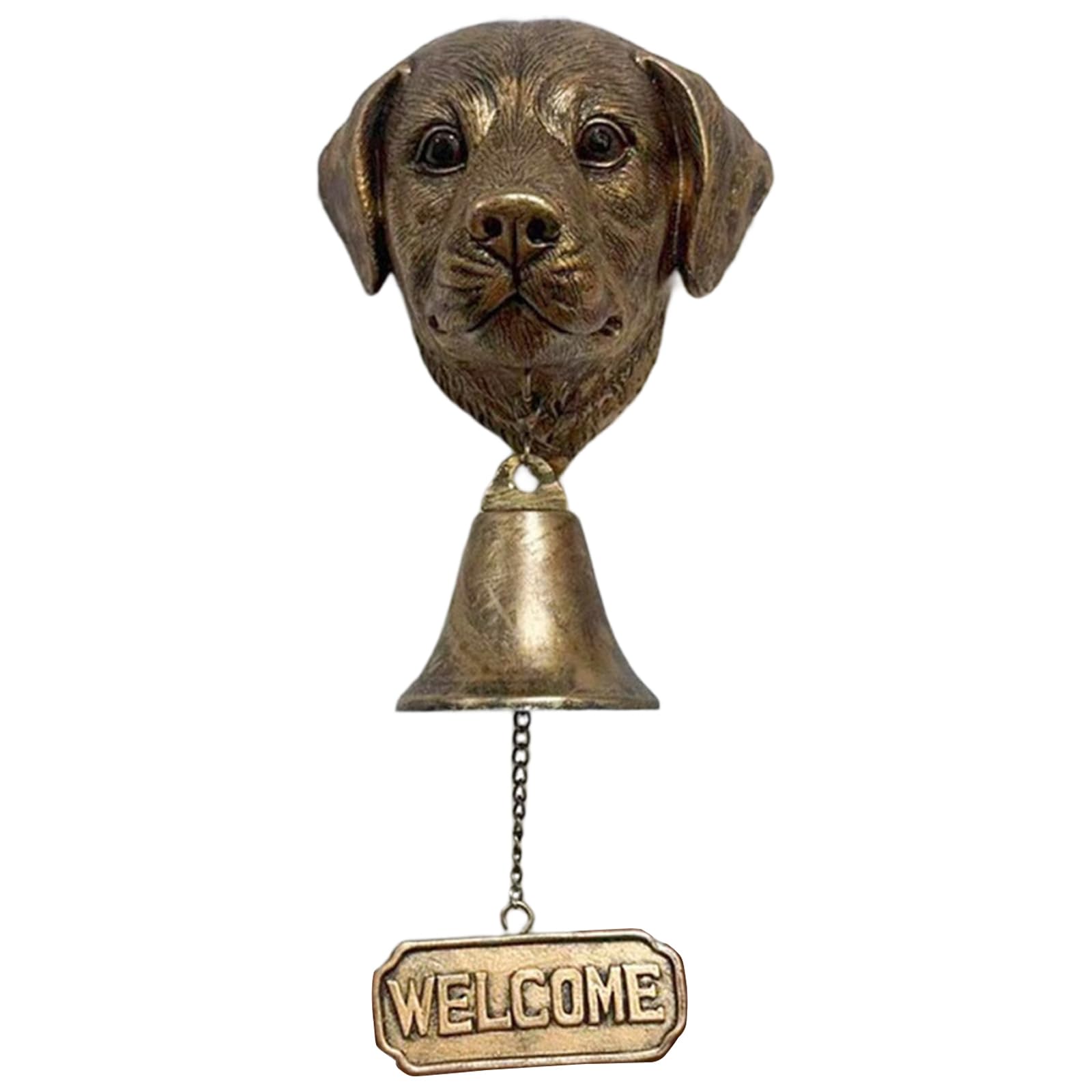 Nucelit Bronze Dog Head Shape Resins Welcome Doorbell Outdoor Wall Hanging Decoration for Dog Lover Home Entrance Decors Head Statue Door Ornament