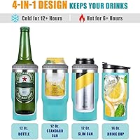 Vista 2 de Aislador de latas/botellas de acero inoxidable 4 en 1, tapas bidireccionales de 14 onzas, enfriador de latas aislado SUS, soporte para botellas