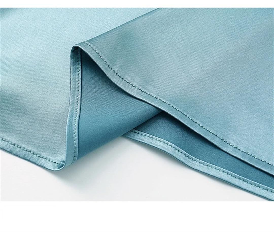 Camicette da donna in raso con scollo a V e nappe estive in seta senza