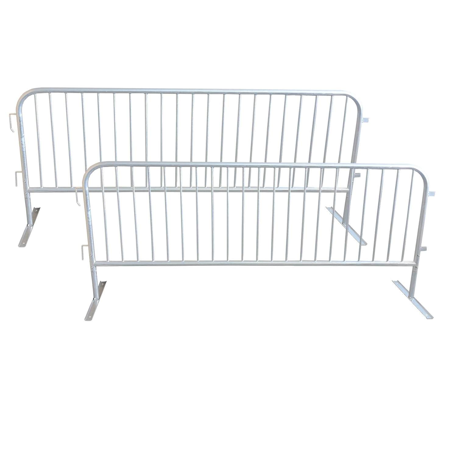 2 Pack 8.5 Ft Steel Crowd Control Heavy Duty Interlocking Steel Safety Barriers Barricade Fence Frame Guard for Events Road Traffic Control, Galvanized Silver