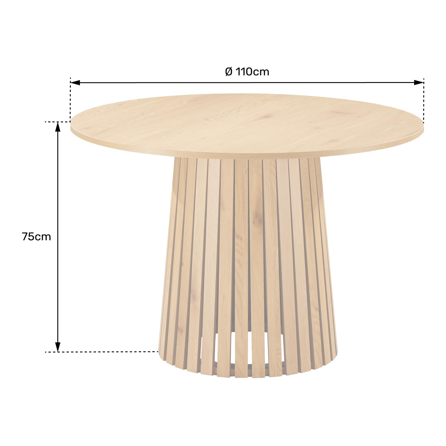 Happy Garden Mesa de Comedor Liv, 5 plazas, diseño Redondo, Estilo escandinavo, 110cm de diámetro