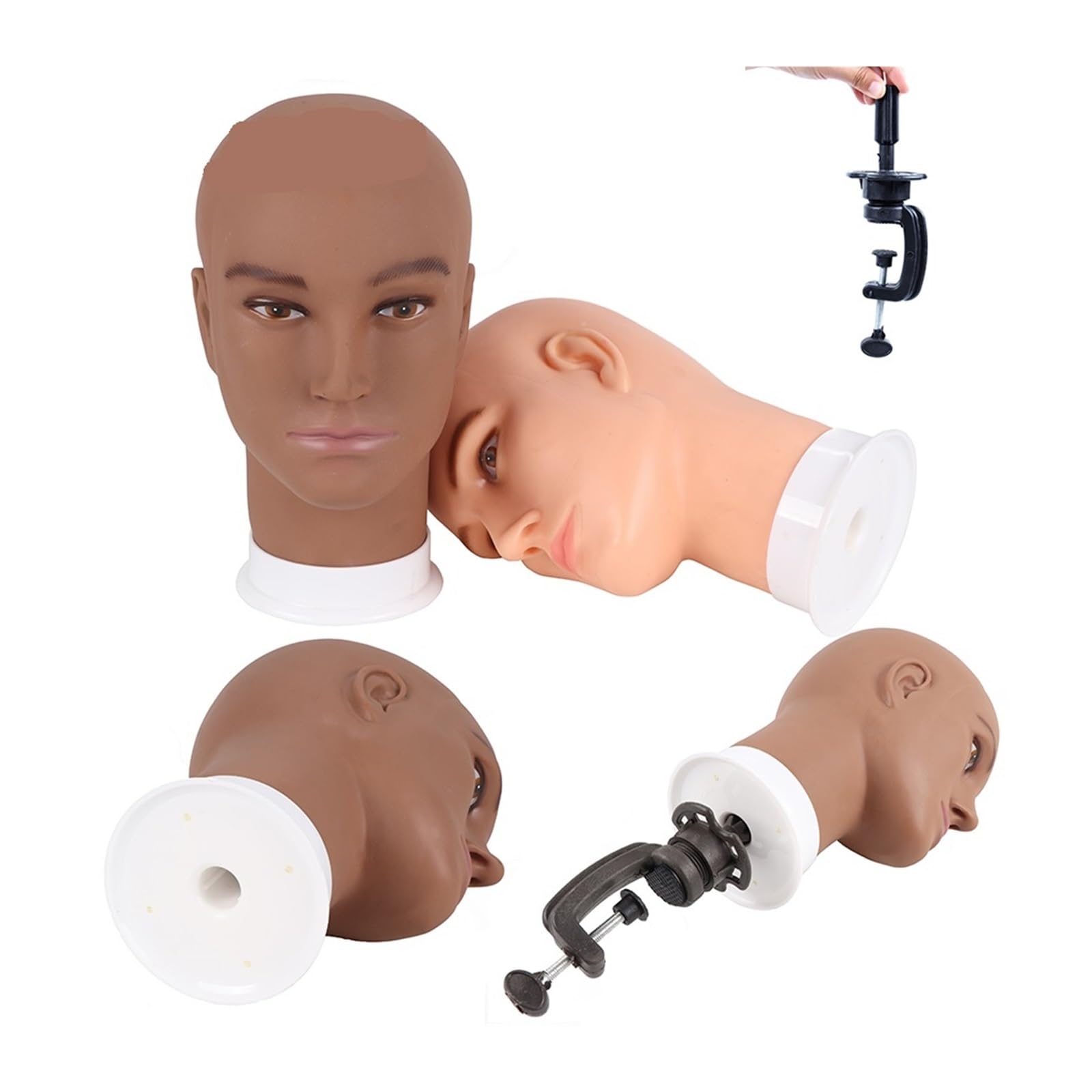 Male Head Model Dummy Hat Scarf Head Mannequin Men Male Face For Hat Glasses Display Model Two Color Available(Beige stand)