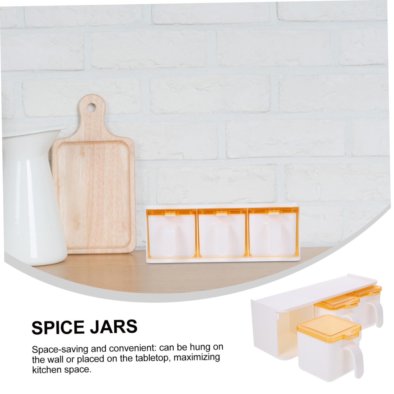 Especiero Reutilizable con Tapa y Cuchara, para Montar en la Pared, de Escritorio, Multiusos, con Compartimentos para Sal, Pimienta, azúcar y Frijoles, para organizar la Cocina.